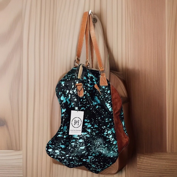 HOPOFLY BAGS Woodland Dreams Hair-on Leather  Traveler Bag - Picture 2 of 13